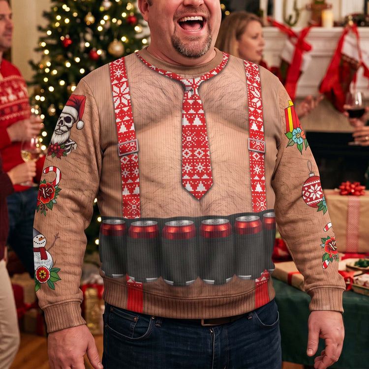 Funny-Drinks-Christmas-Sweatshirt,-3D-Muscle-Santa-Fake-Ugly-Xmas-Sweater,-Drinks-Belt-Holiday-Pullover-Personalized-Sweater-3