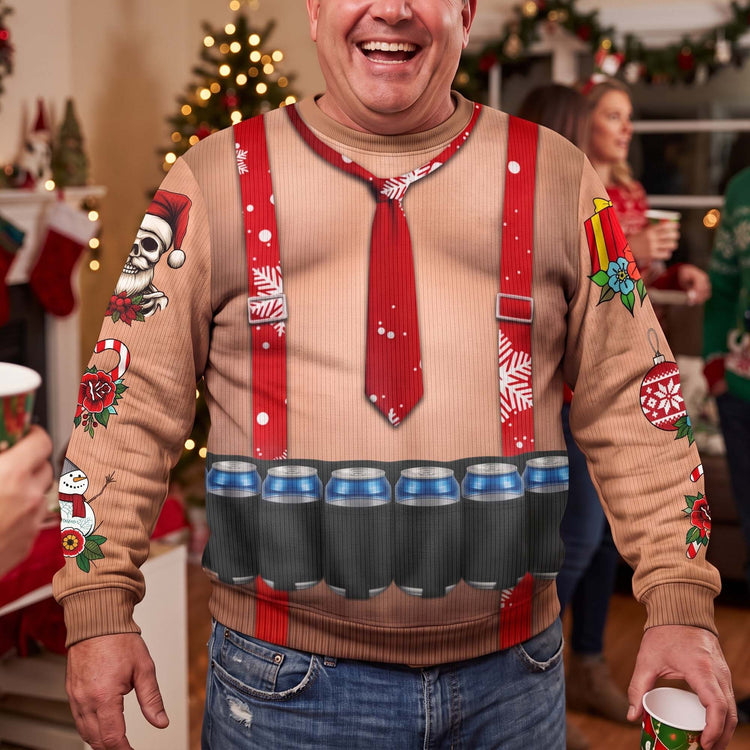 Funny-Drinks-Christmas-Sweatshirt,-3D-Muscle-Santa-Fake-Ugly-Xmas-Sweater,-Drinks-Belt-Holiday-Pullover-Personalized-Sweater-4