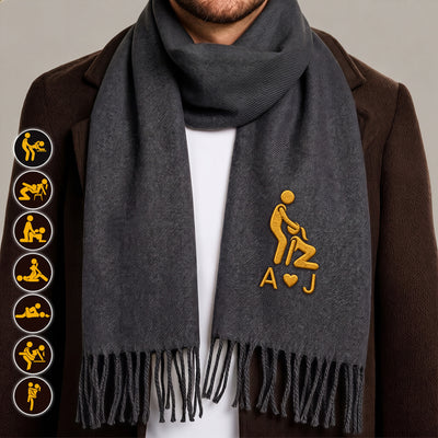 Funny Gifts For Husband Gifts For Men Custom Name Naughty Couple - Personalized Embroidered Scarf