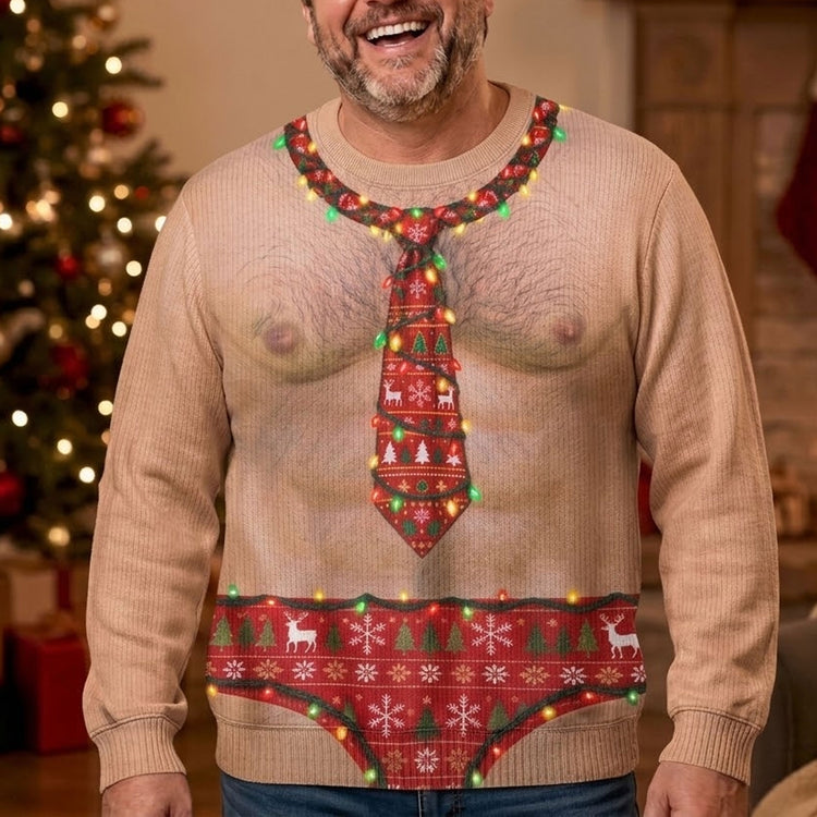 Funny-Hairy-Chest-Ugly-Christmas-Sweater,-Santa-Underwear-Xmas-Sweatshirt,-Gift-For-Men-Personalized-Sweater-2