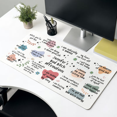 Funny Large Desk Mat - Bad B*Tch Affirmations - For Coworkers, Friends, Self Gift - Personalized Desk Mat