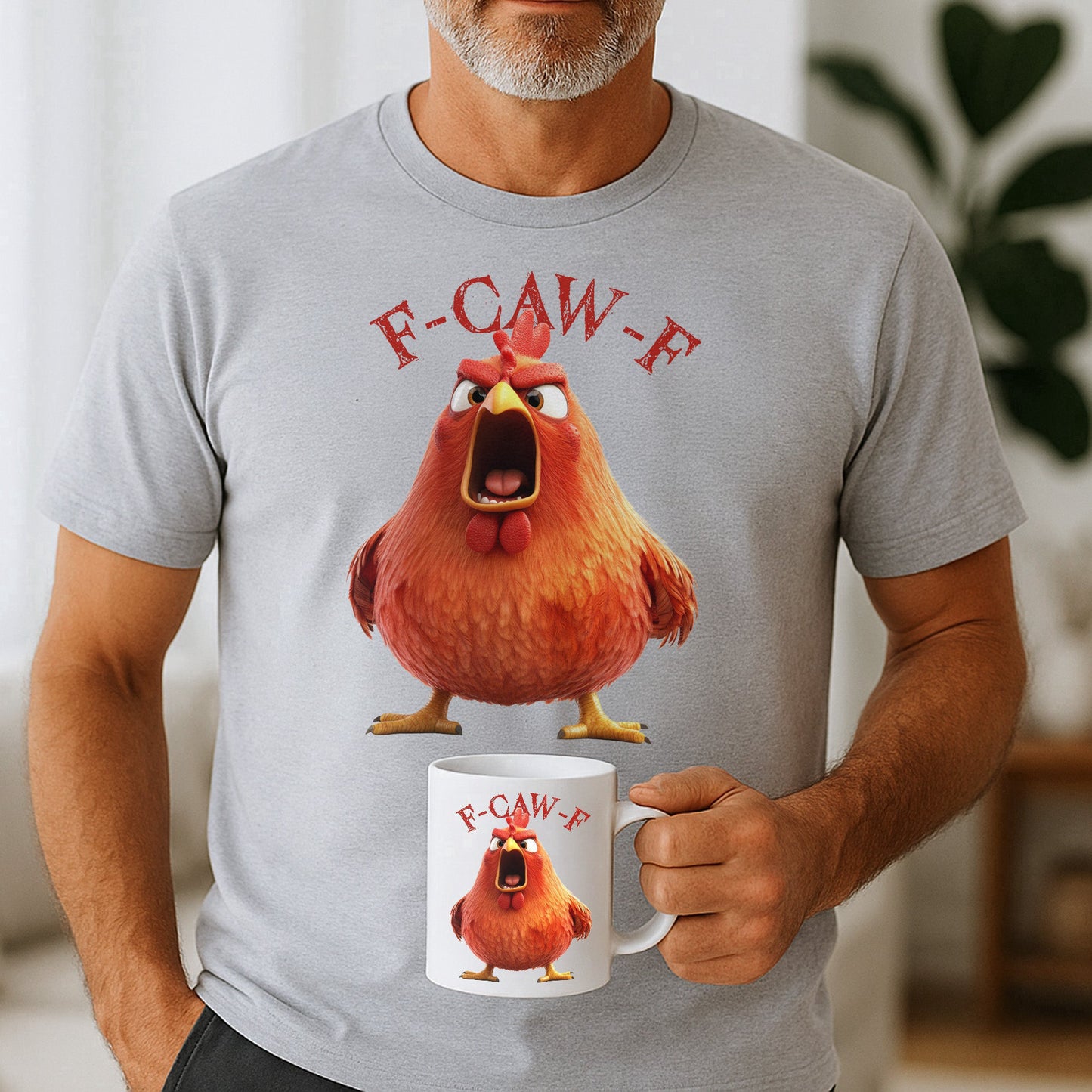 Funny Mug & Shirt - Humorous Crow F-Caw-F - For Coworkers, Friends - Custom Gift Set