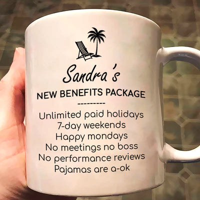 Funny Retirement Gift New Benefits Package - Personalized Mug