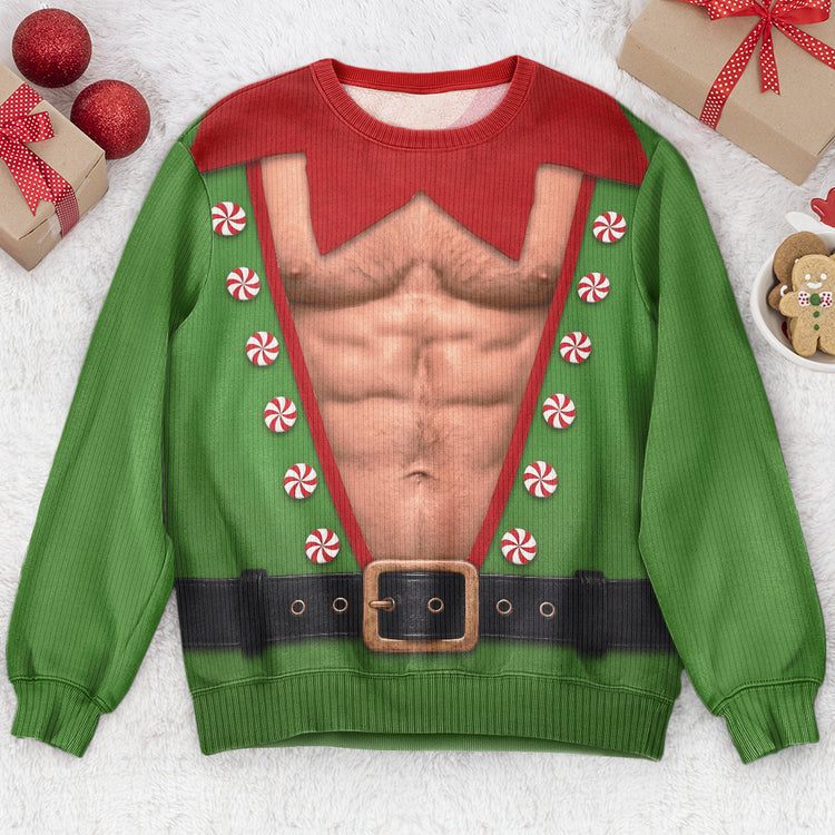 Funny-Santa,-Elf-With-Big-Hairy-Belly-Ugly-Sweater-Party-Family,-Coworkers-Personalized-Sweater-5