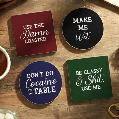 Funny Slate Drink Coasters, Snarky Gift, Exchange Gifts, Gag Gifts, Humour Gifts - Personalized Ceramic Coaster