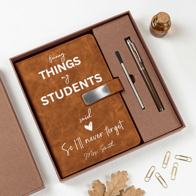 Funny Things My Students Said Teacher Gift - Personalized Notebook Set