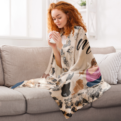 Fur Mama Leopard Patterned - Personalized Blanket - Mothers Day Gift For Dog Mom, Dog Mama