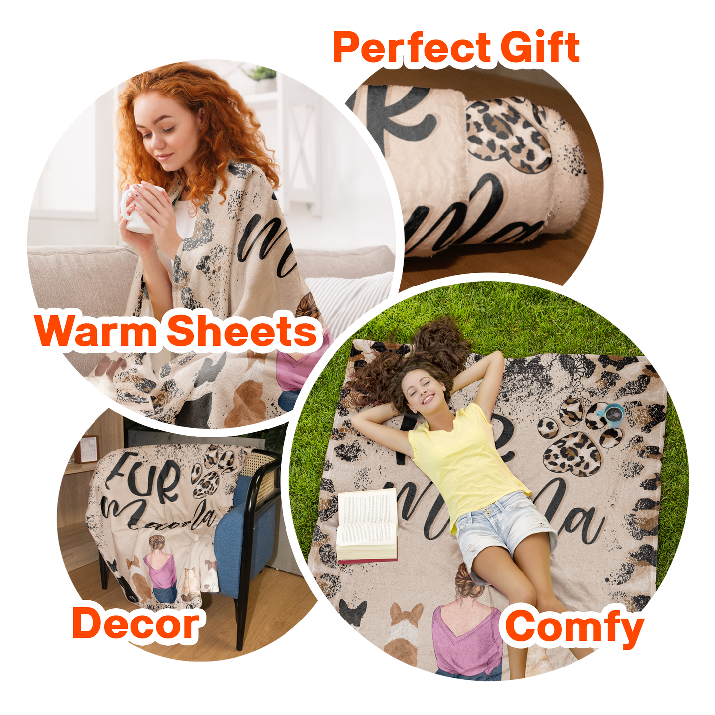 Fur Mama Leopard Patterned - Personalized Blanket - Mothers Day Gift For Dog Mom, Dog Mama