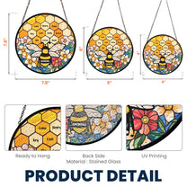 Grandma's Garden Bee - Personalized Stained Glass Window Hanging Suncatcher Ornament