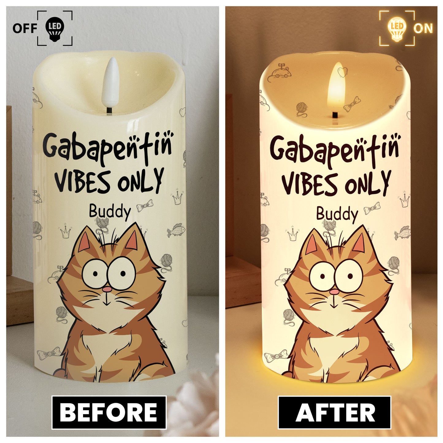 Gabapentin Vibes Only Funny Veterinary - Personalized LED Candle