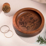 Graduation Gift For Her - Custom Birth Flowers - Personalized Wood Ring Dish
