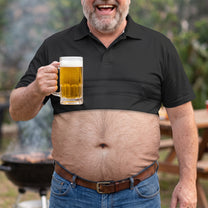 Gag-Gift For Him, Funny Belly For Men, Dad Bod, Muscle, Beer Belly Hilarious Party - Personalized Polo Shirt 1