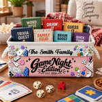 Game Night Deck Game Basket For Family, Grandparents - Personalized Storage Basket