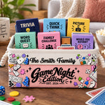 Game Night Deck Game Basket For Family, Grandparents - Personalized Storage Basket