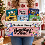 Game Night Deck Game Basket For Family, Grandparents - Personalized Storage Basket