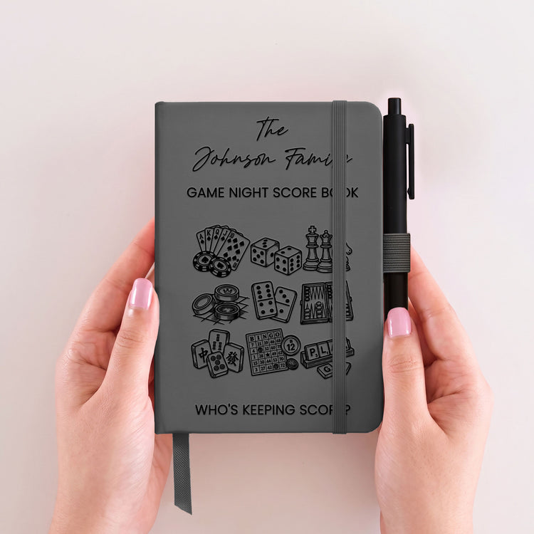 Game-Night-Score-Book-Custom-Family-Name,-Note-With-Pen-Personalized-Journal-4