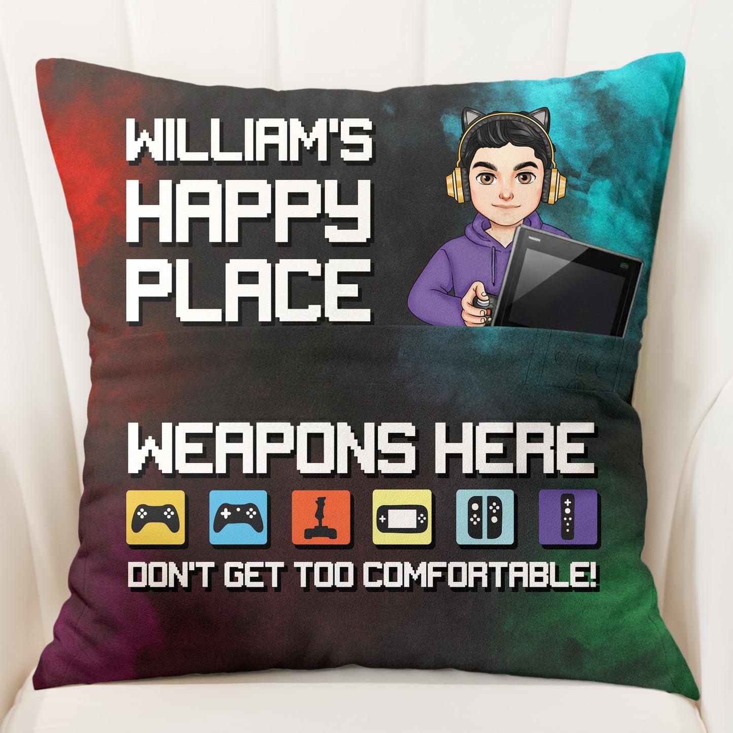 Gamer's Happy Place - Personalized Pocket Pillow (Insert Included)