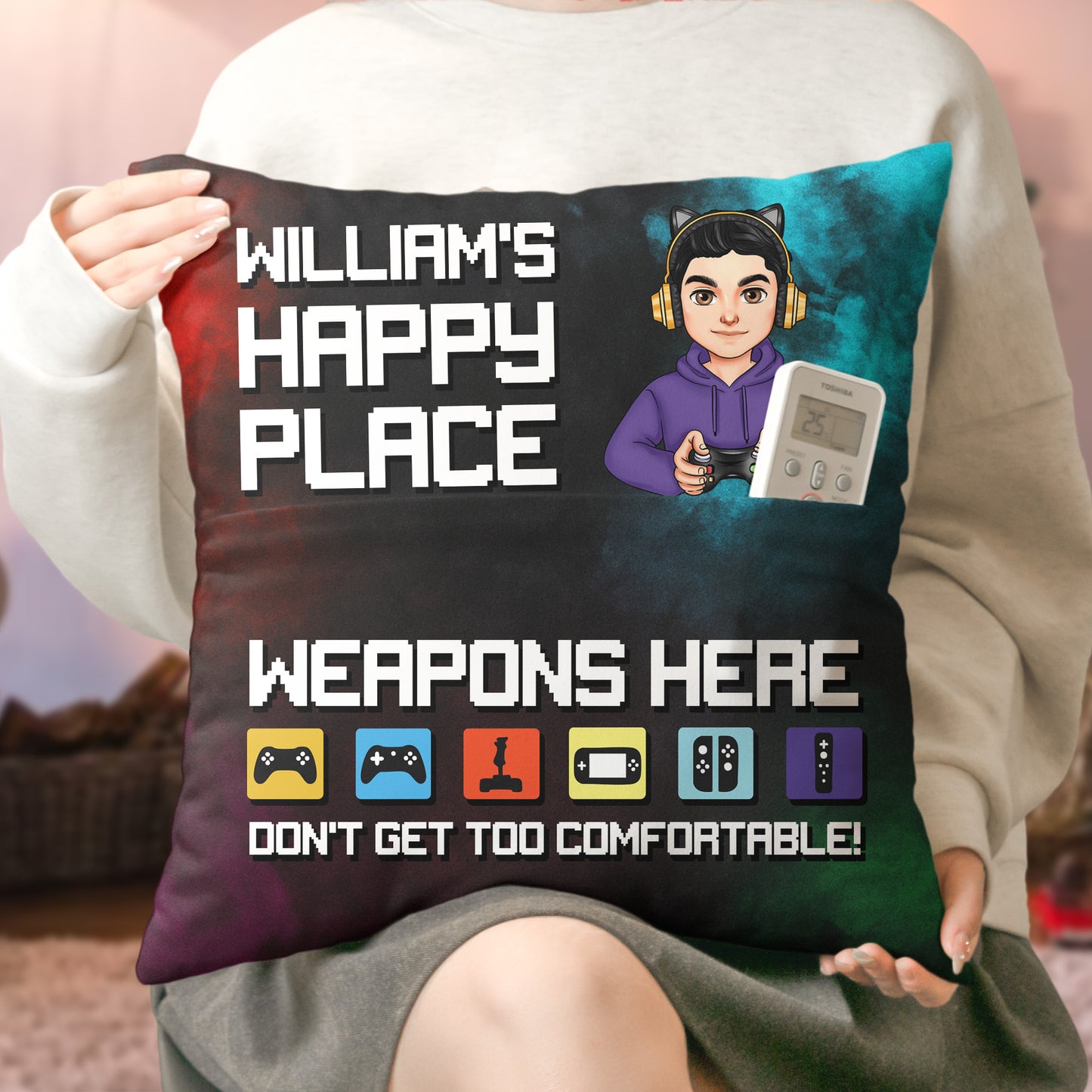 Gamer's Happy Place - Personalized Pocket Pillow (Insert Included)