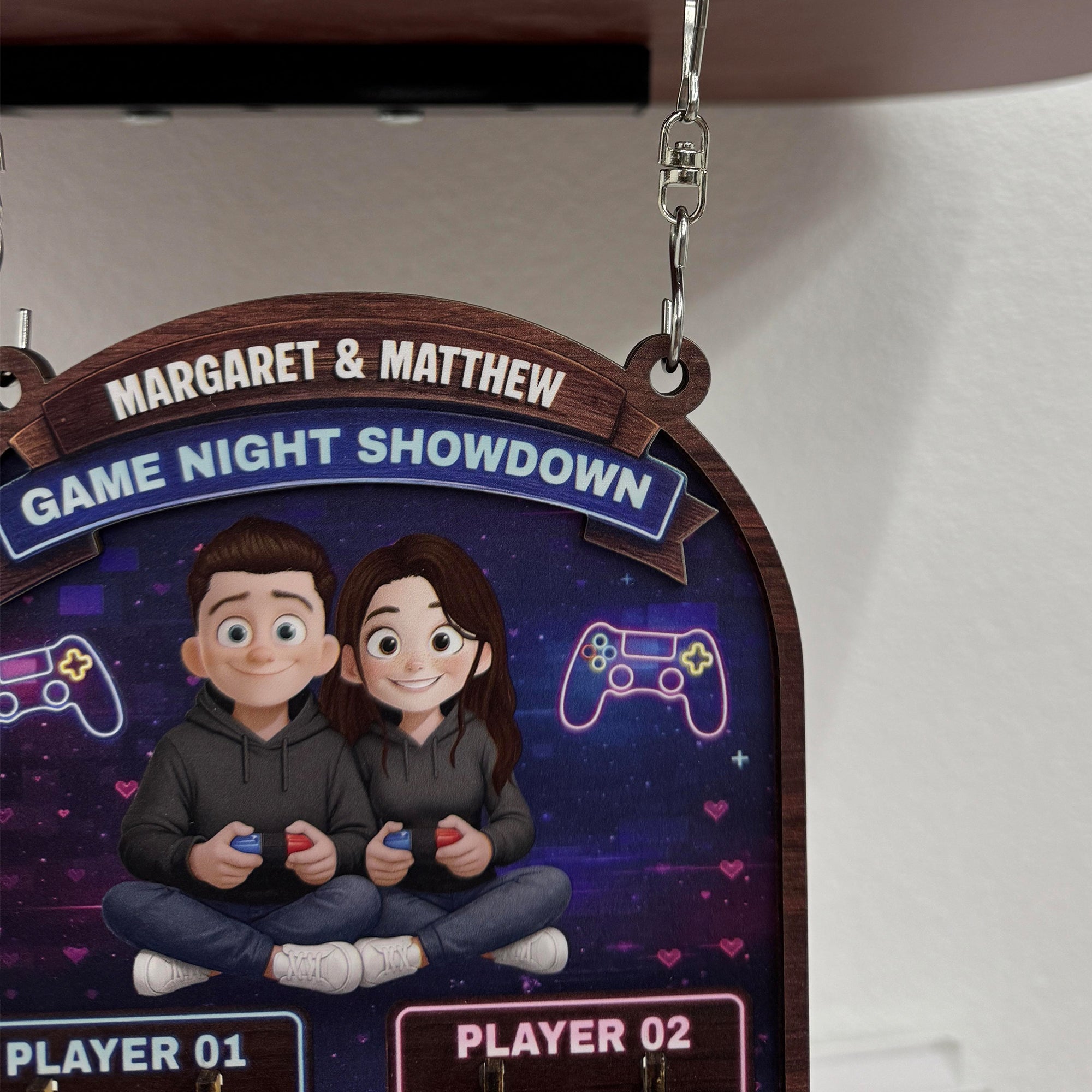 Gaming Couples Date Night Score Counter - Personalized Hanging Game Tracker