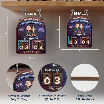 Gaming Couples Date Night Score Counter - Personalized Hanging Game Tracker