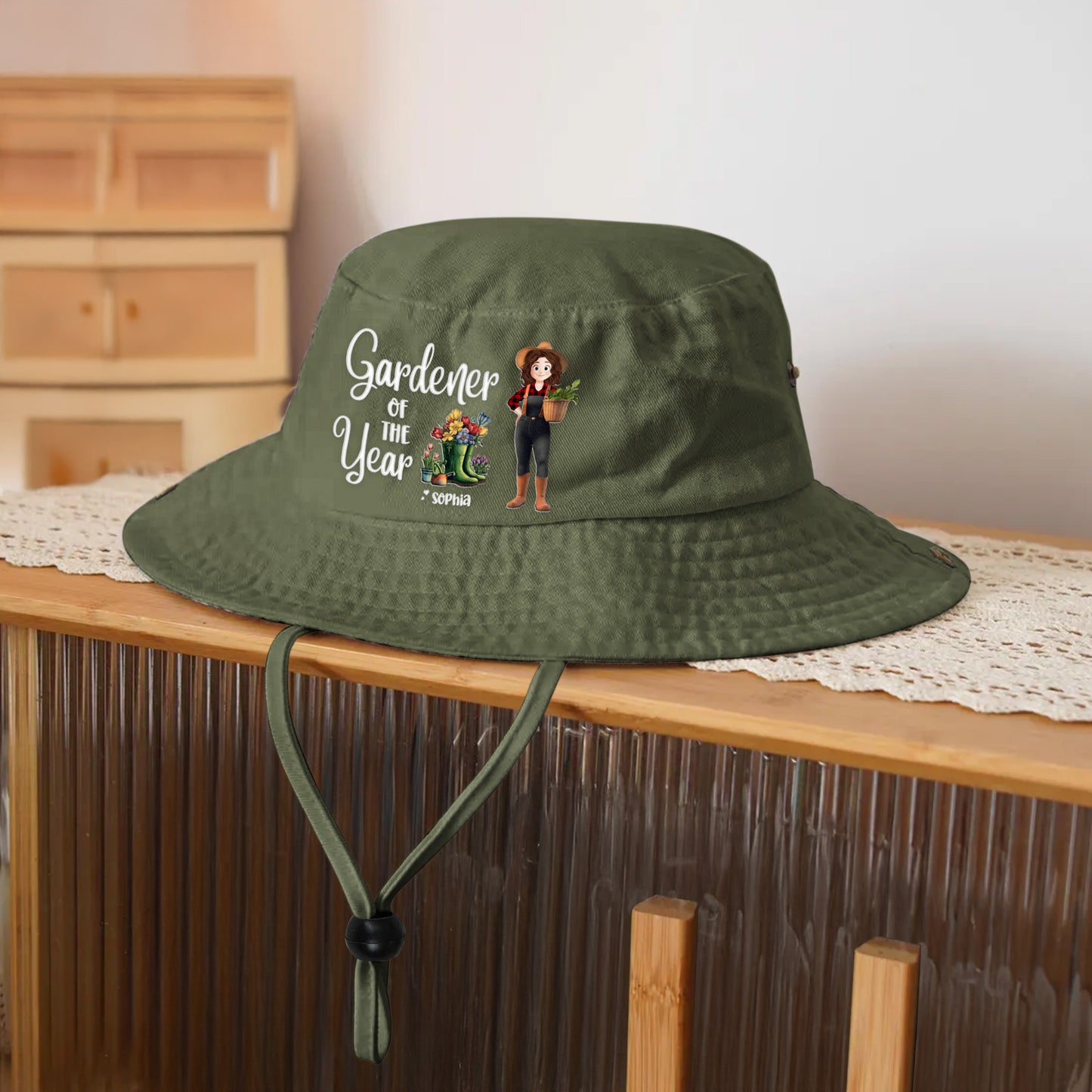 Gardener Of The Year Cartoon Version - Personalized Bucket Hat