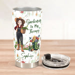 Gardening Is My Therapy Cartoon Version - Personalized Tumbler Cup