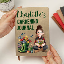 Gardening Journal For Gardener Custom Birth Flower - Personalized Leather Journal