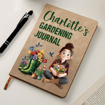 Gardening Journal For Gardener Custom Birth Flower - Personalized Leather Journal