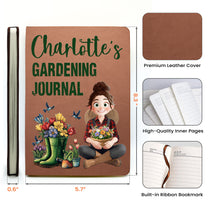 Gardening Journal For Gardener Custom Birth Flower - Personalized Leather Journal