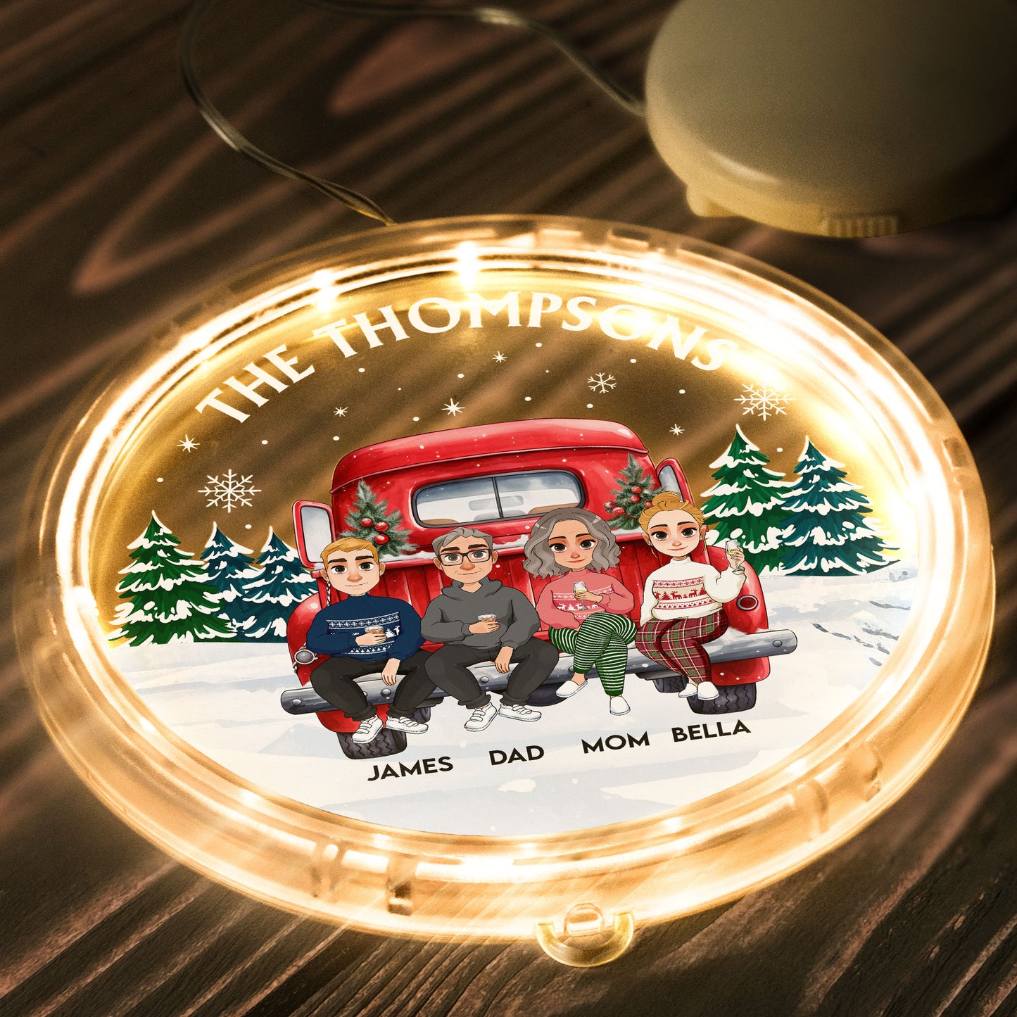 Gathering Around Family - Personalized Photo LED Pendant Light