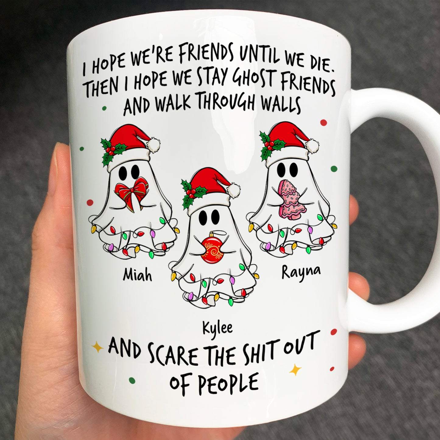 Ghost Friends Christmas Time - Personalized Mug