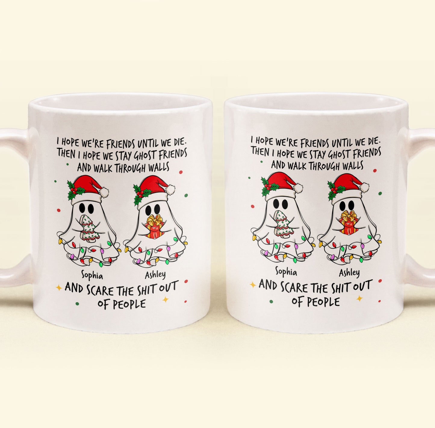 Ghost Friends Christmas Time - Personalized Mug