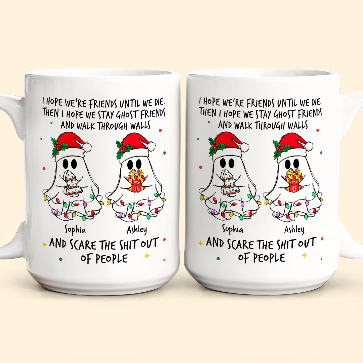 Ghost Friends Christmas Time - Personalized Mug