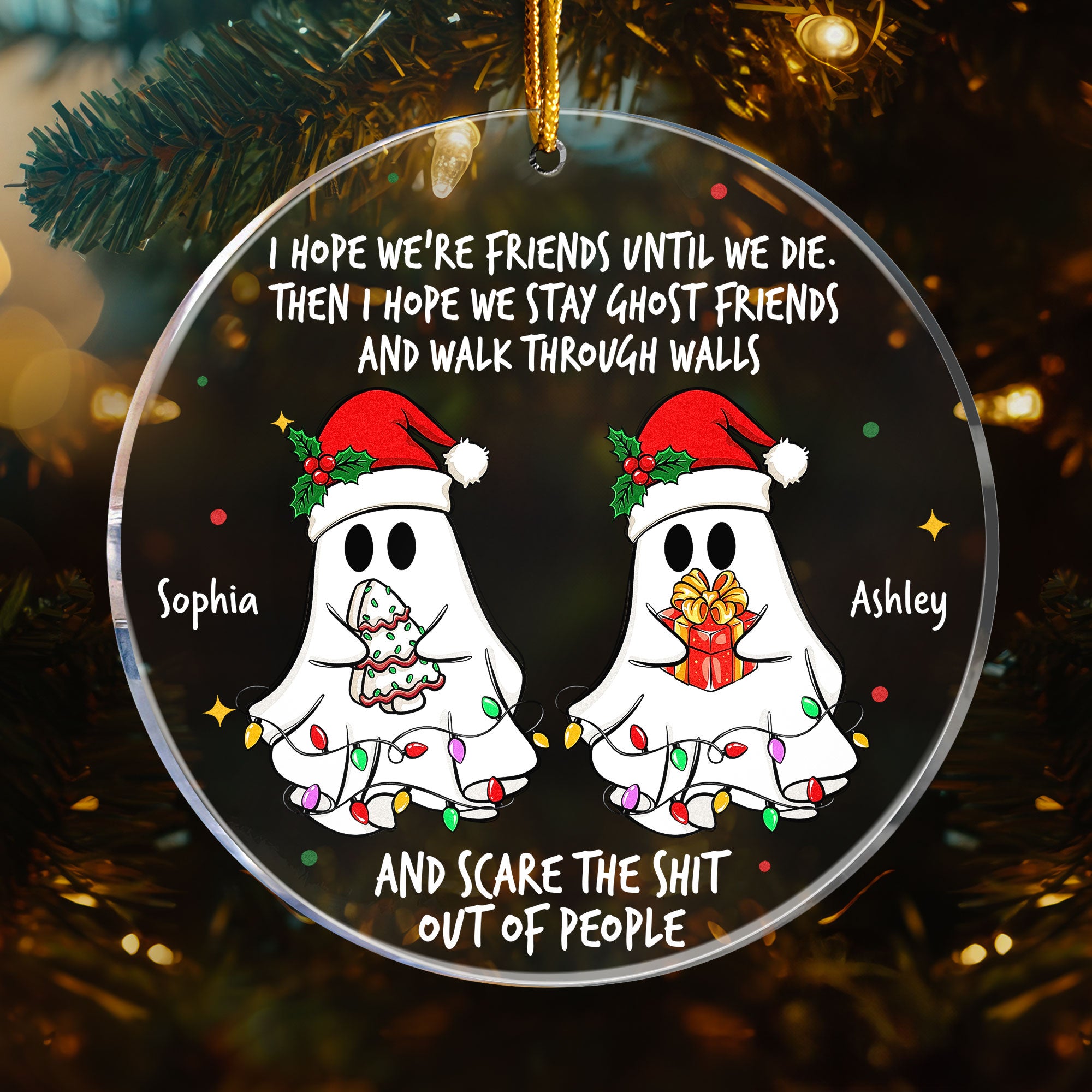 Ghost Friends Funny Christmas - Personalized Acrylic Ornament