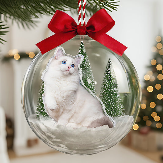 Gift For Cat Lovers Cat Mom Cat Dad - Personalized Christmas Ball Photo Ornament