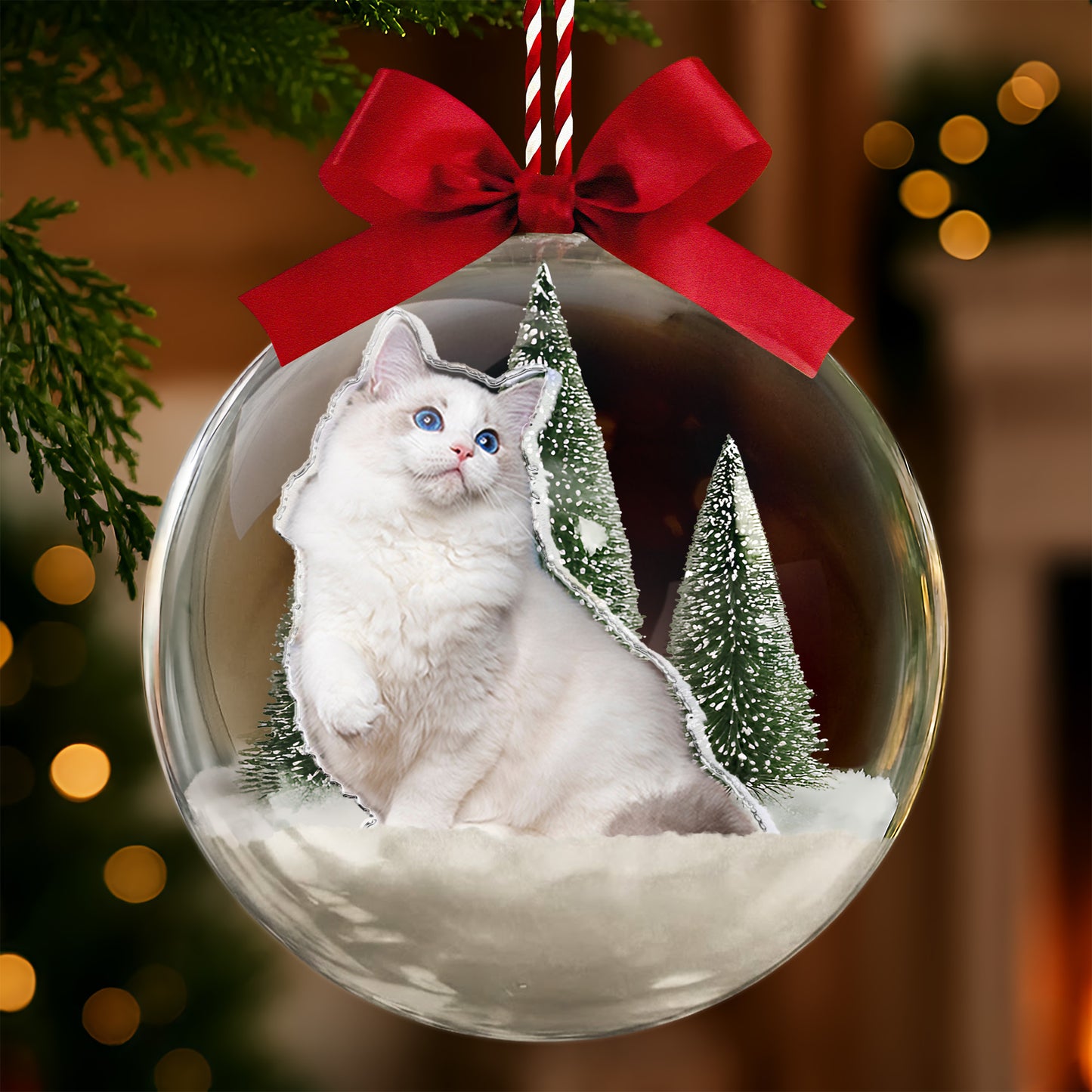 Gift For Cat Lovers Cat Mom Cat Dad - Personalized Christmas Ball Photo Ornament