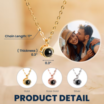 Gift For Couple Wife Girlfriend - Personalized Photo Projection Necklace