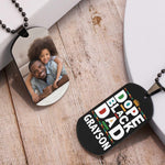 Gift For Dad Dope Black Dad - Personalized Photo Dog Tag Necklace