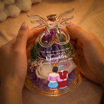 Gift For Daughter Gift For New Mom - Personalized Flower In Glass Angel Figurines