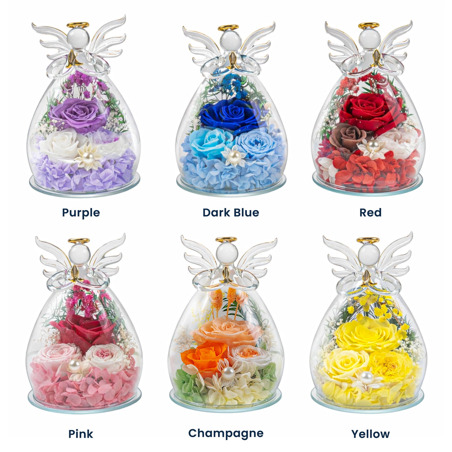 Gift For Daughter Gift For New Mom - Personalized Flower In Glass Angel Figurines