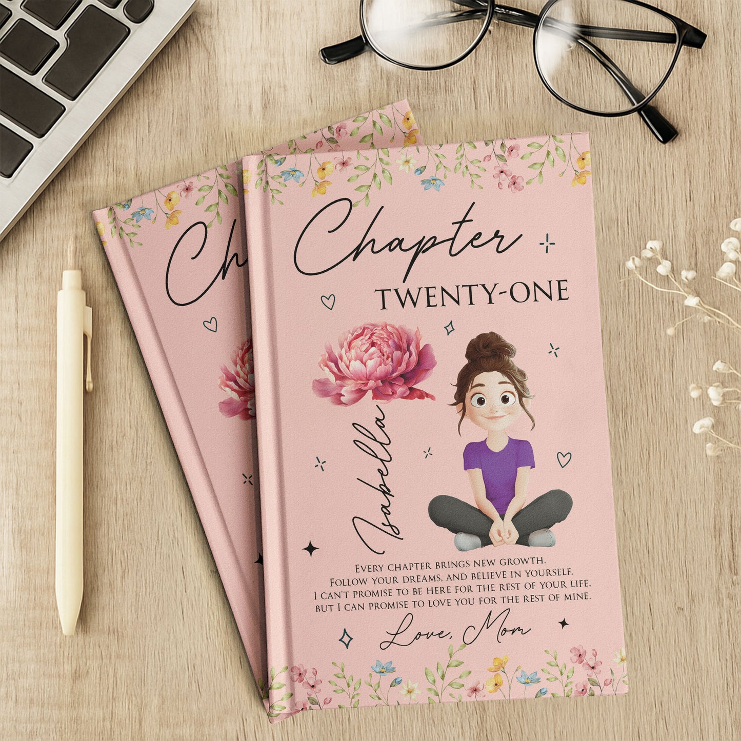 Gift For Daughter Granddaughter Birth Flower - Personalized Hardcover Journal