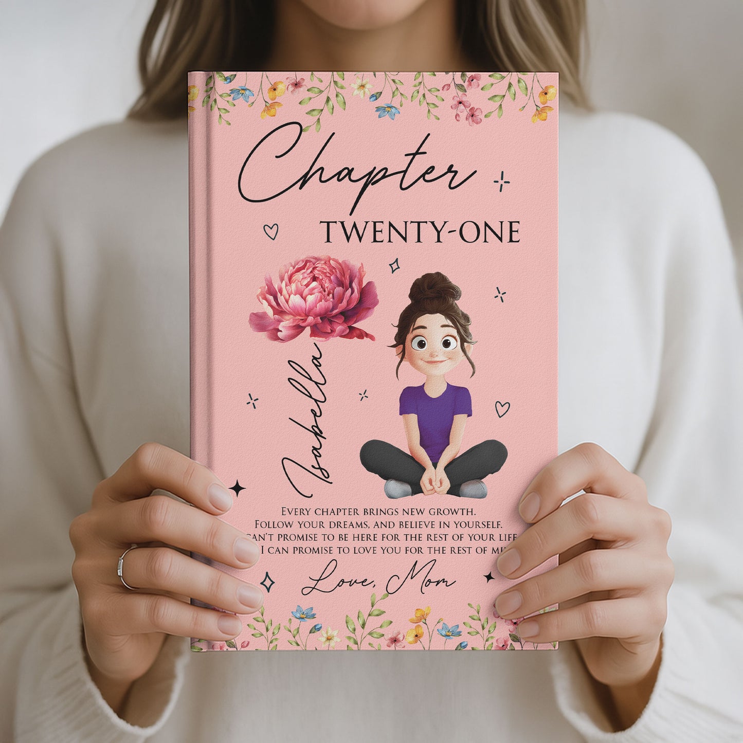 Gift For Daughter Granddaughter Birth Flower - Personalized Hardcover Journal