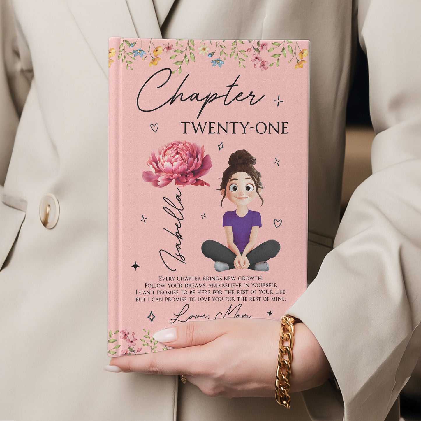 Gift For Daughter Granddaughter Birth Flower - Personalized Hardcover Journal