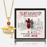 Gift For Daughter - Personalized Graduation Cap Pendant Necklace With Birthstone
