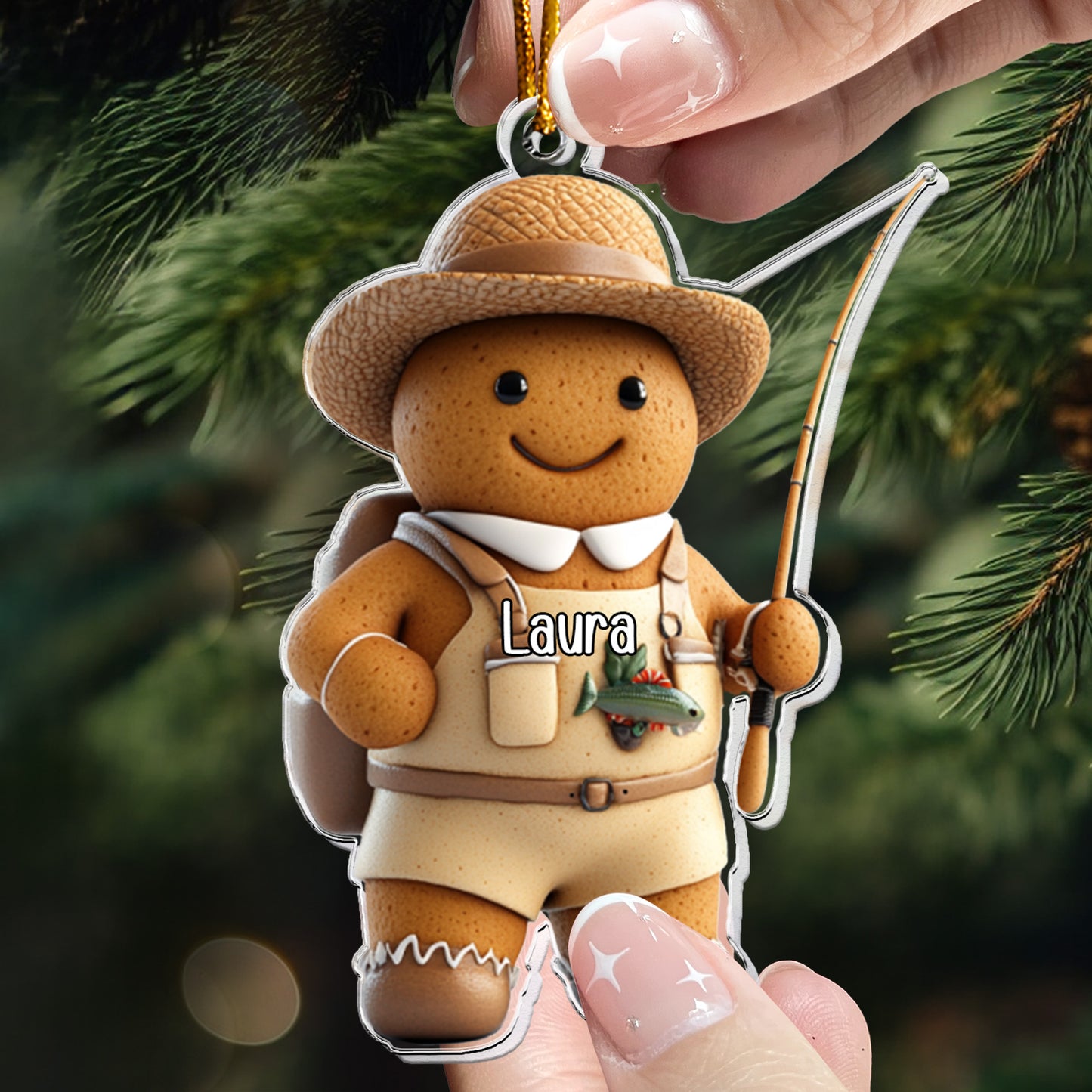 Gift For Fishing Lovers Gingerbread - Personalized Acrylic Ornament