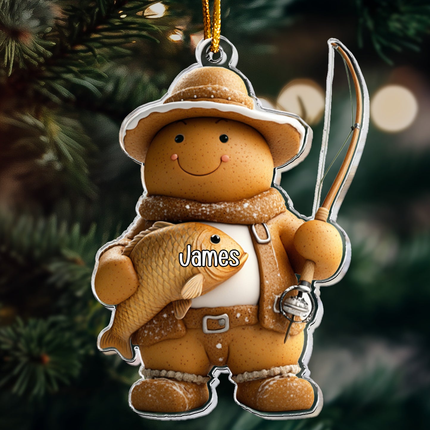 Gift For Fishing Lovers Gingerbread - Personalized Acrylic Ornament