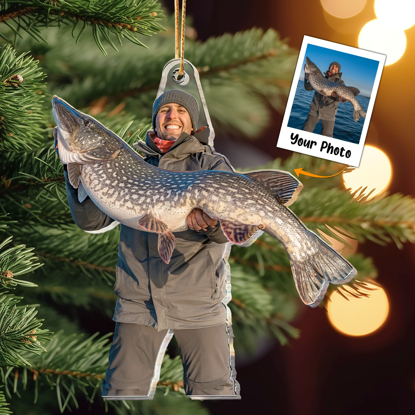 Gift For Fishing Lovers - Personalized Acrylic Photo Ornament – Macorner
