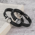Gift For Golf Dad - Personalized Photo Leather Bracelet