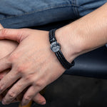 Gift For Golf Dad - Personalized Photo Leather Bracelet