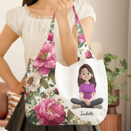 Gift For Her Daughter Friend Birthday Flower Self Gift - Personalized Round Tote Bag